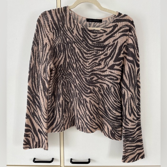 Skull Cashmere Beige Charcoal Knit Sweater Light Quiet Luxury Animal print Small - Picture 2 of 13